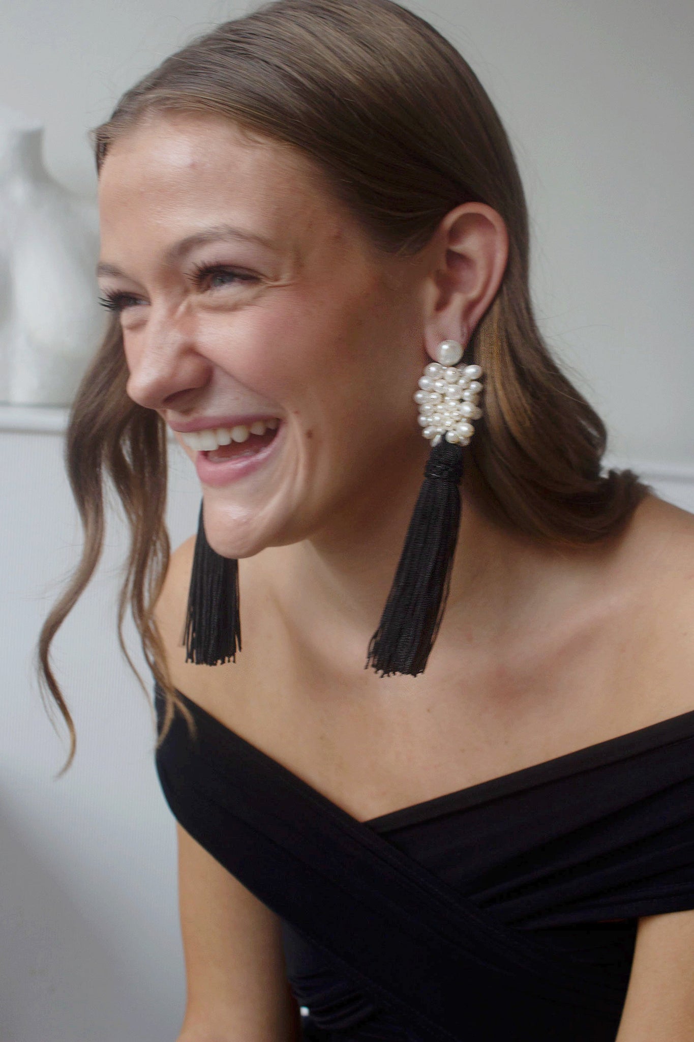 Grande Tassel Earrings - Noir