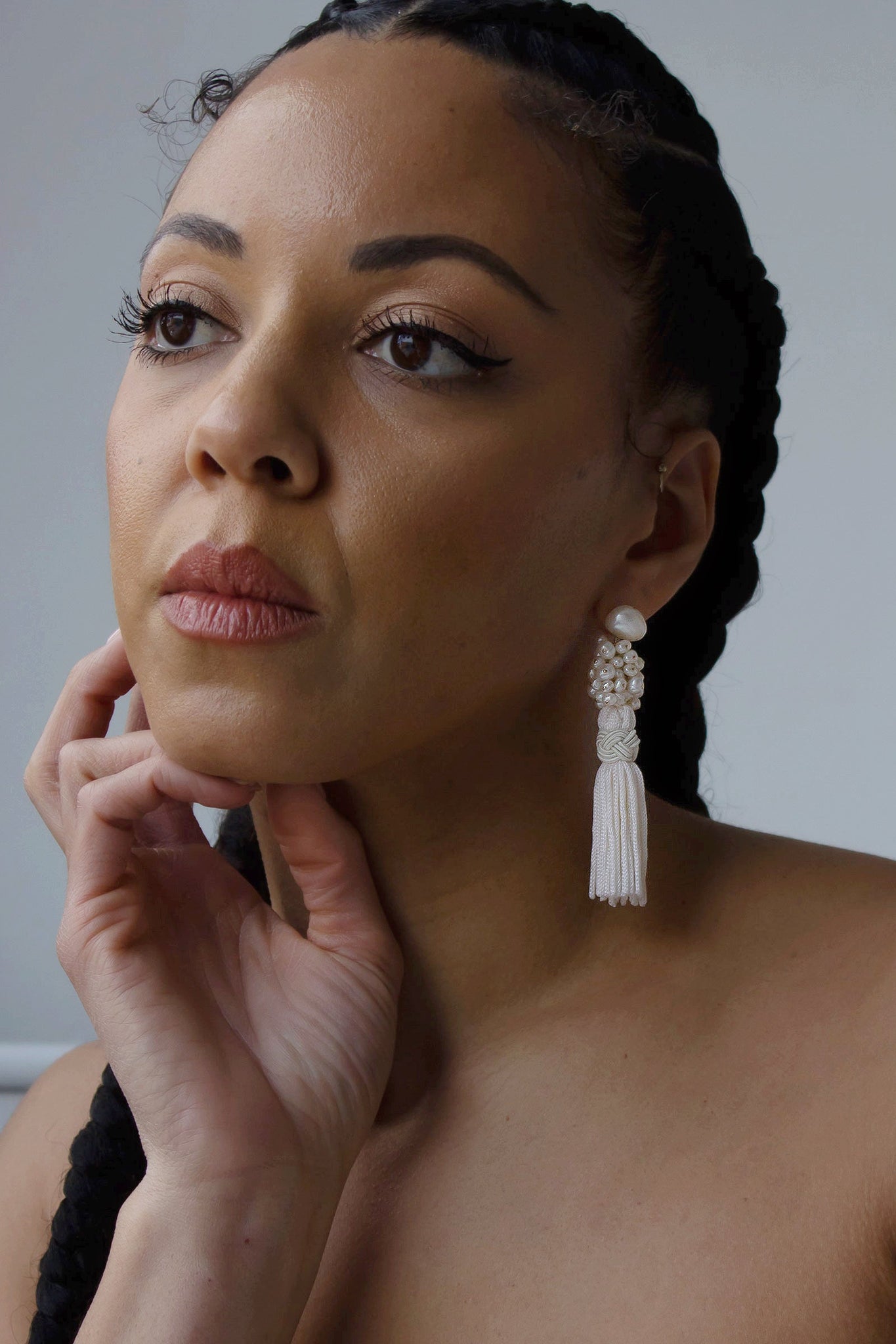 Petite Pearl Tassel Earrings - pearl studs