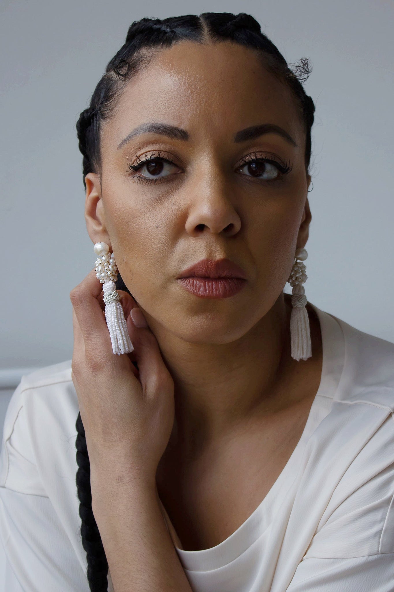 Petite Pearl Tassel Earrings - pearl studs