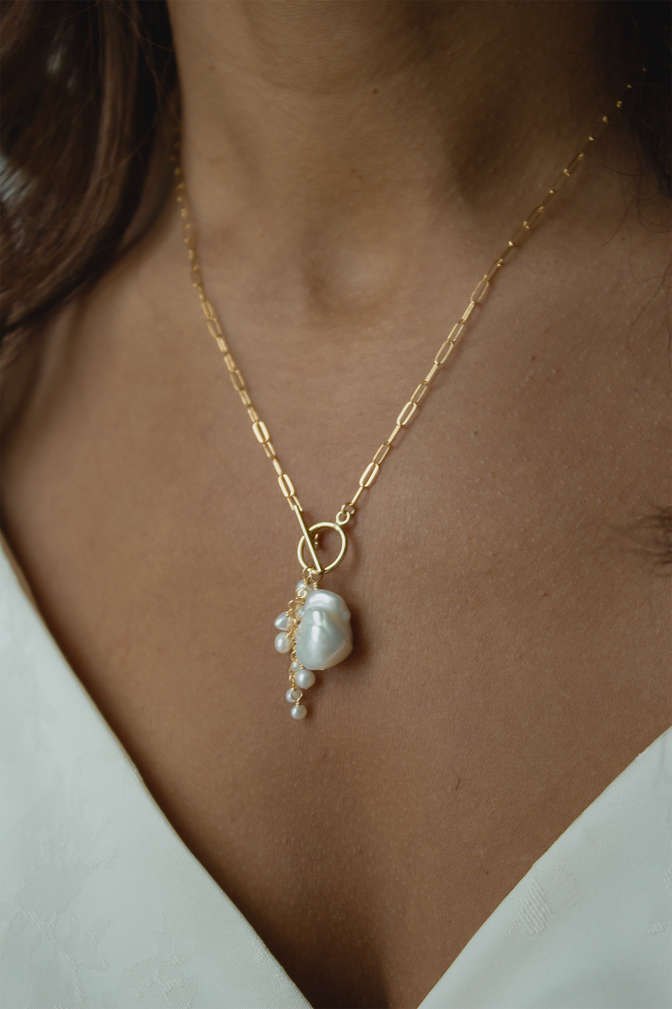 Opalescent Cluster Toggle Necklace