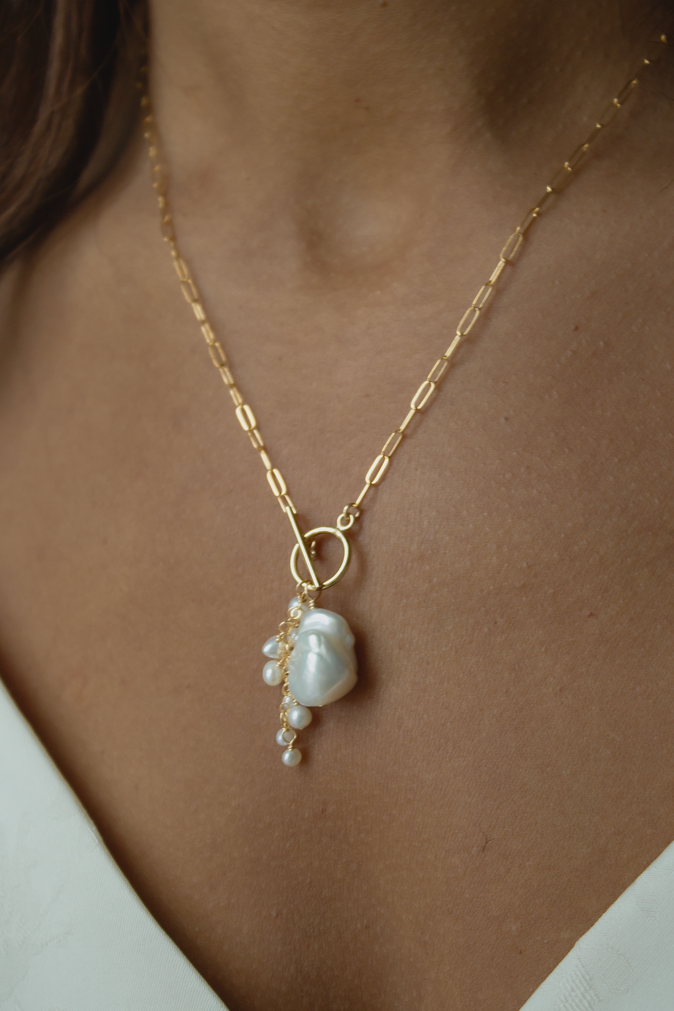 Opalescent Cluster Toggle Necklace