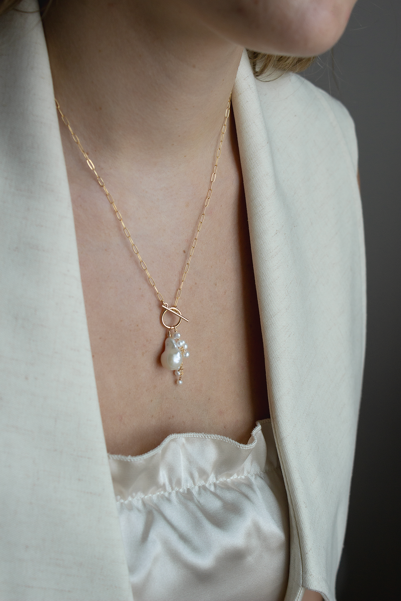 Opalescent Cluster Toggle Necklace