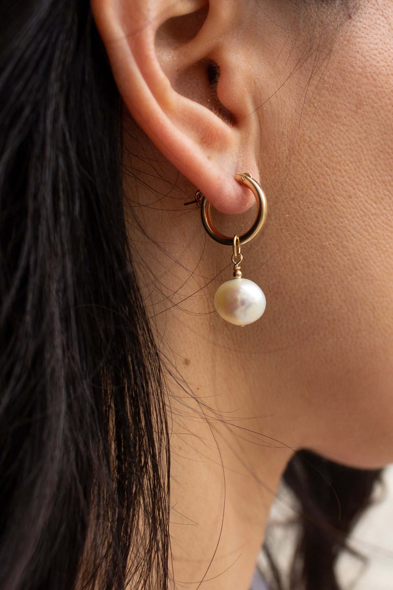 Baroque Pearl Mini Hoop Earrings