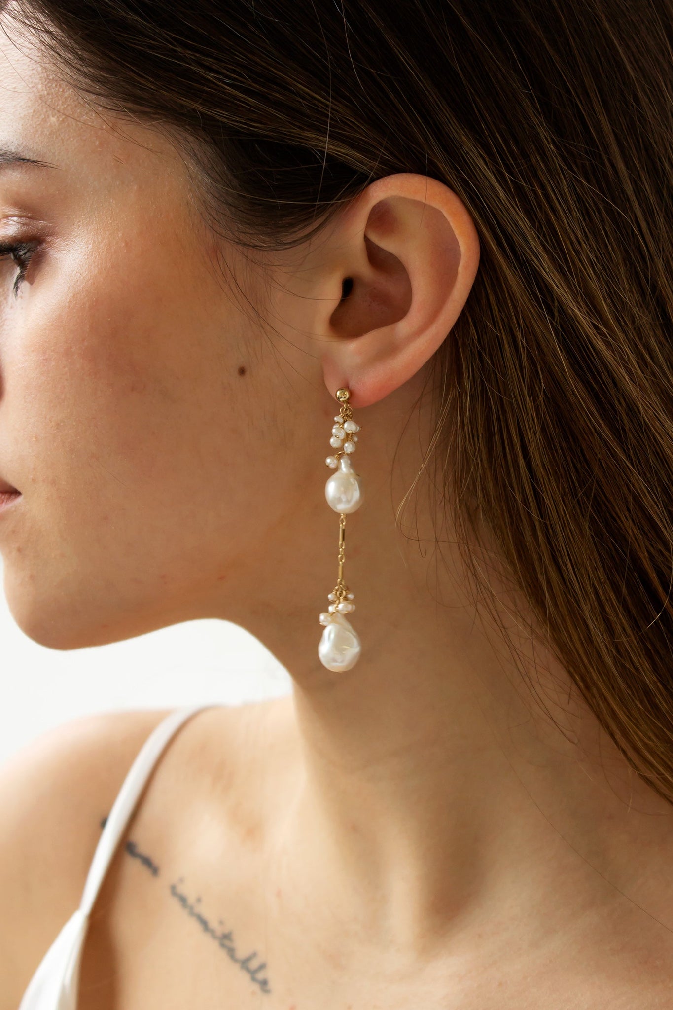 Lumiere Double Baroque Freshwater Pearl Earrings