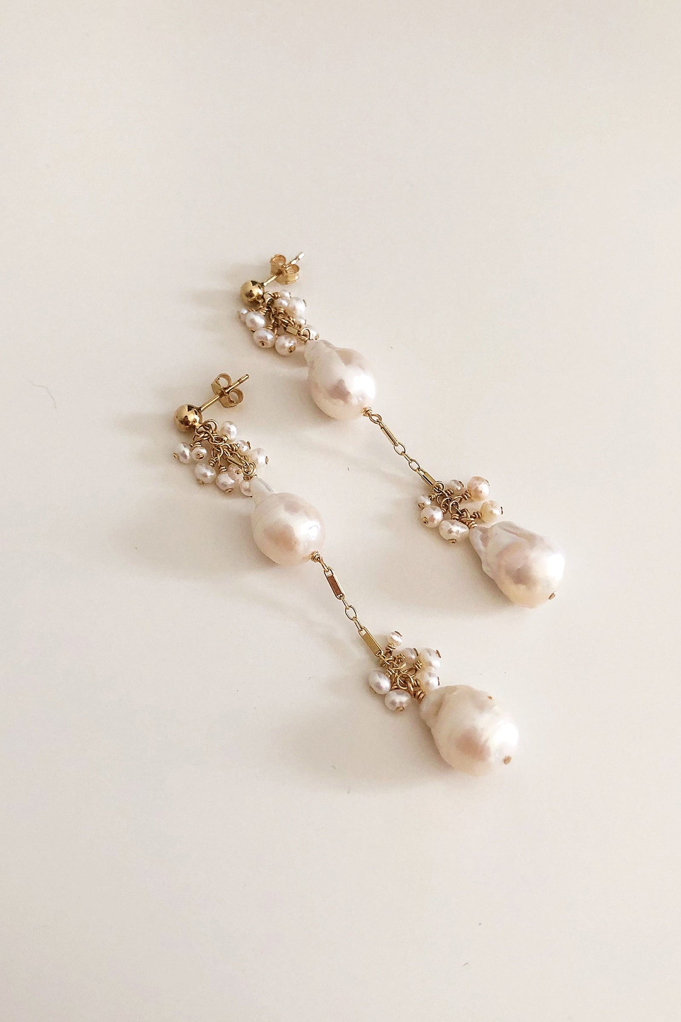 Lumiere Double Baroque Freshwater Pearl Earrings