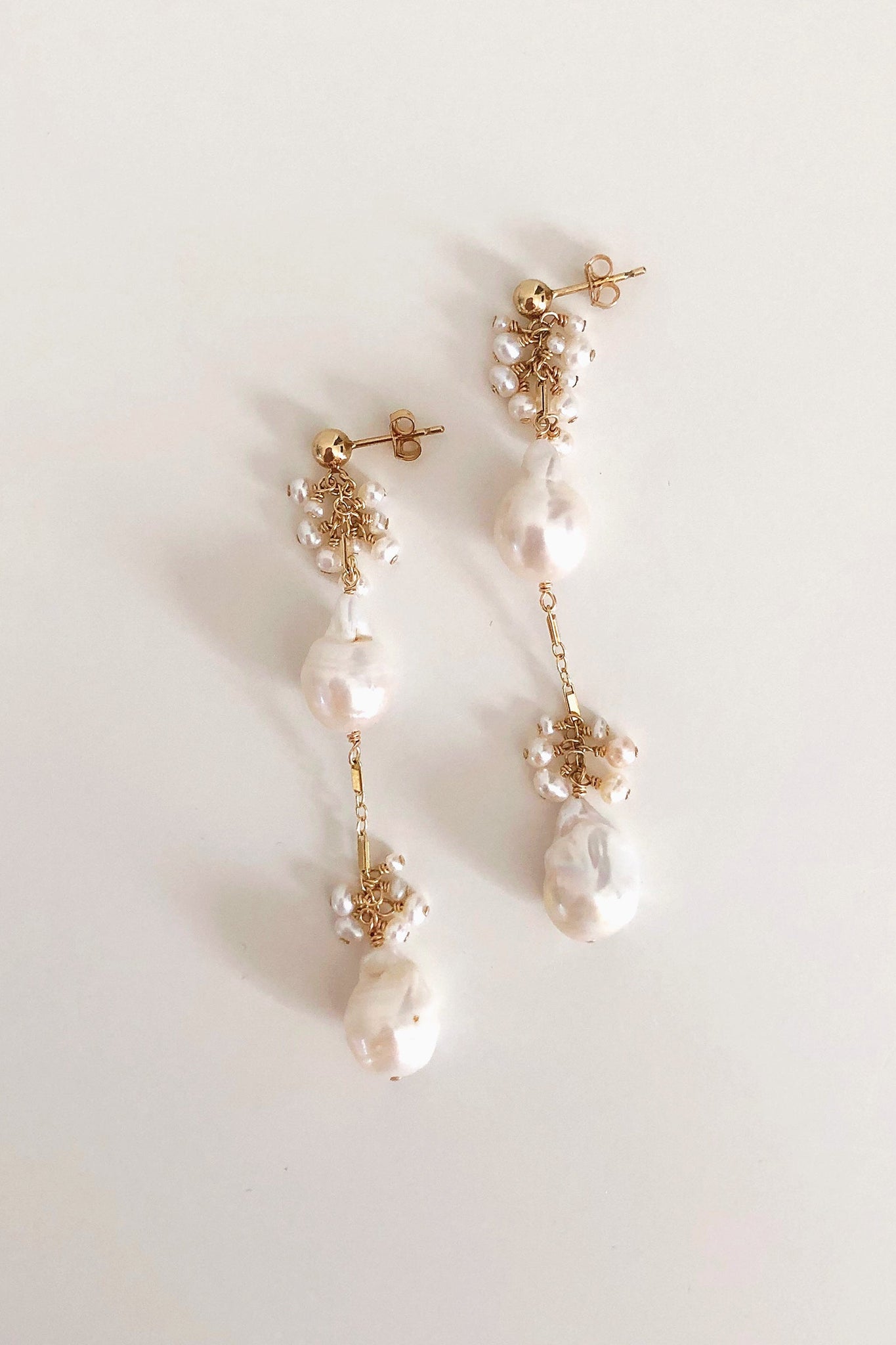 Lumiere Double Baroque Freshwater Pearl Earrings