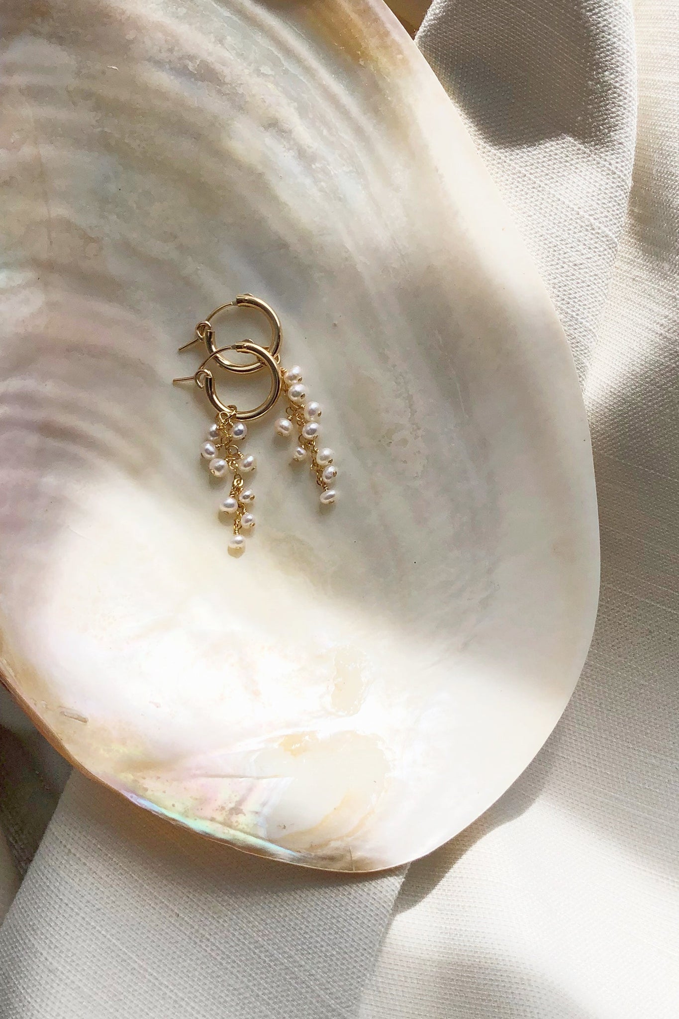 Pearl Dust Mini Hoop Earrings