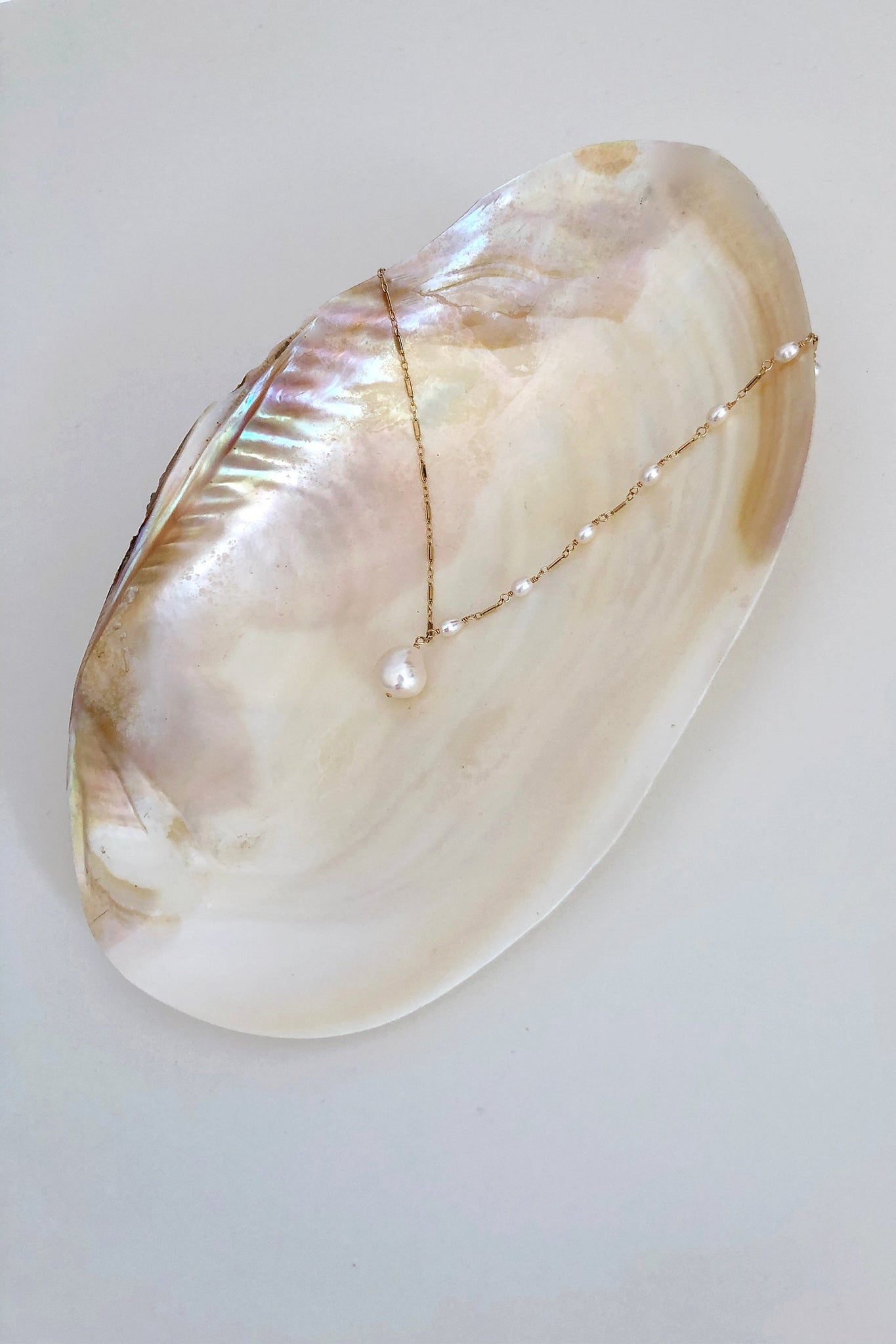 Petite Asymmetrical Baroque Pearl Pendant Necklace