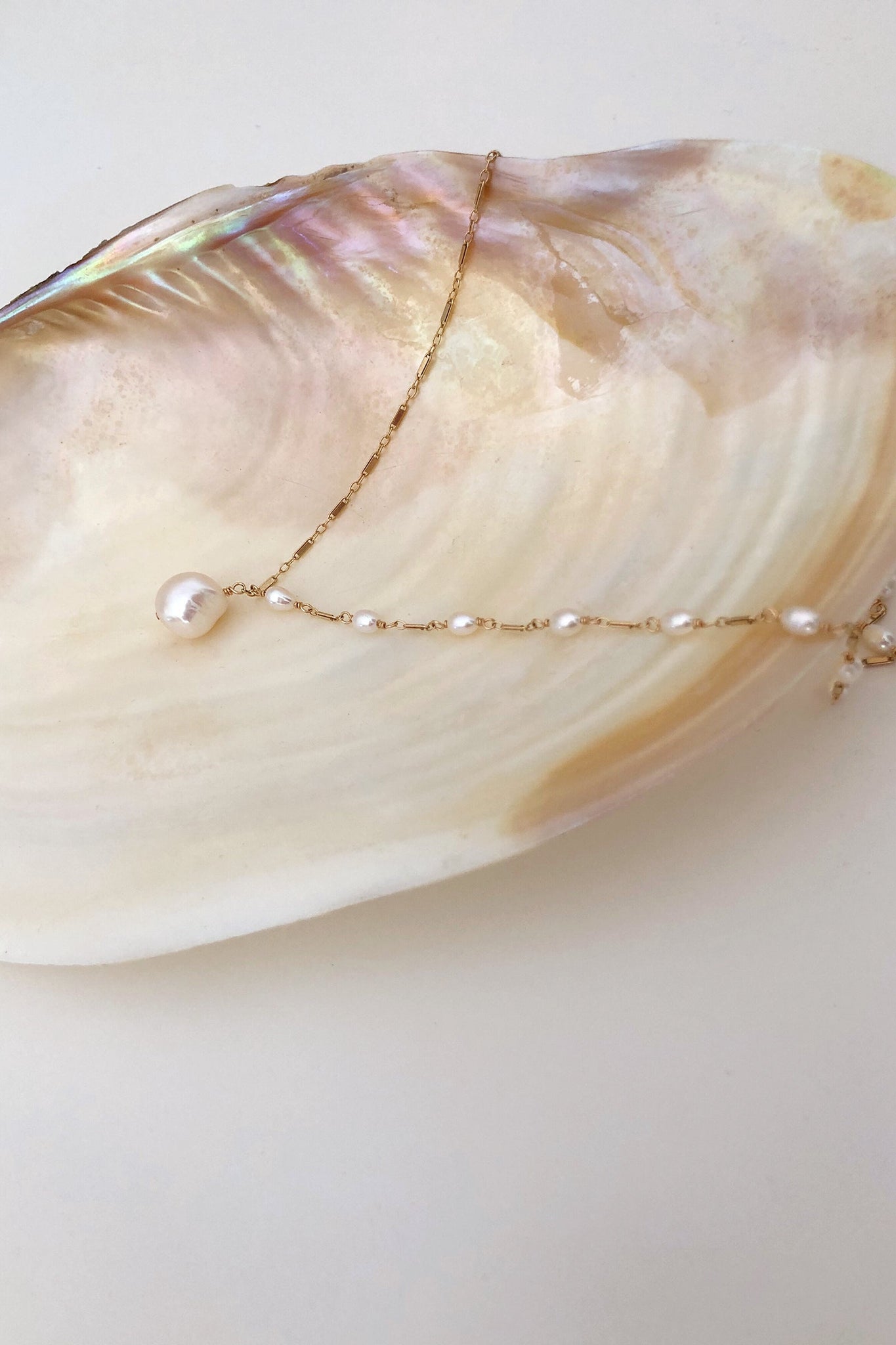Petite Asymmetrical Baroque Pearl Pendant Necklace