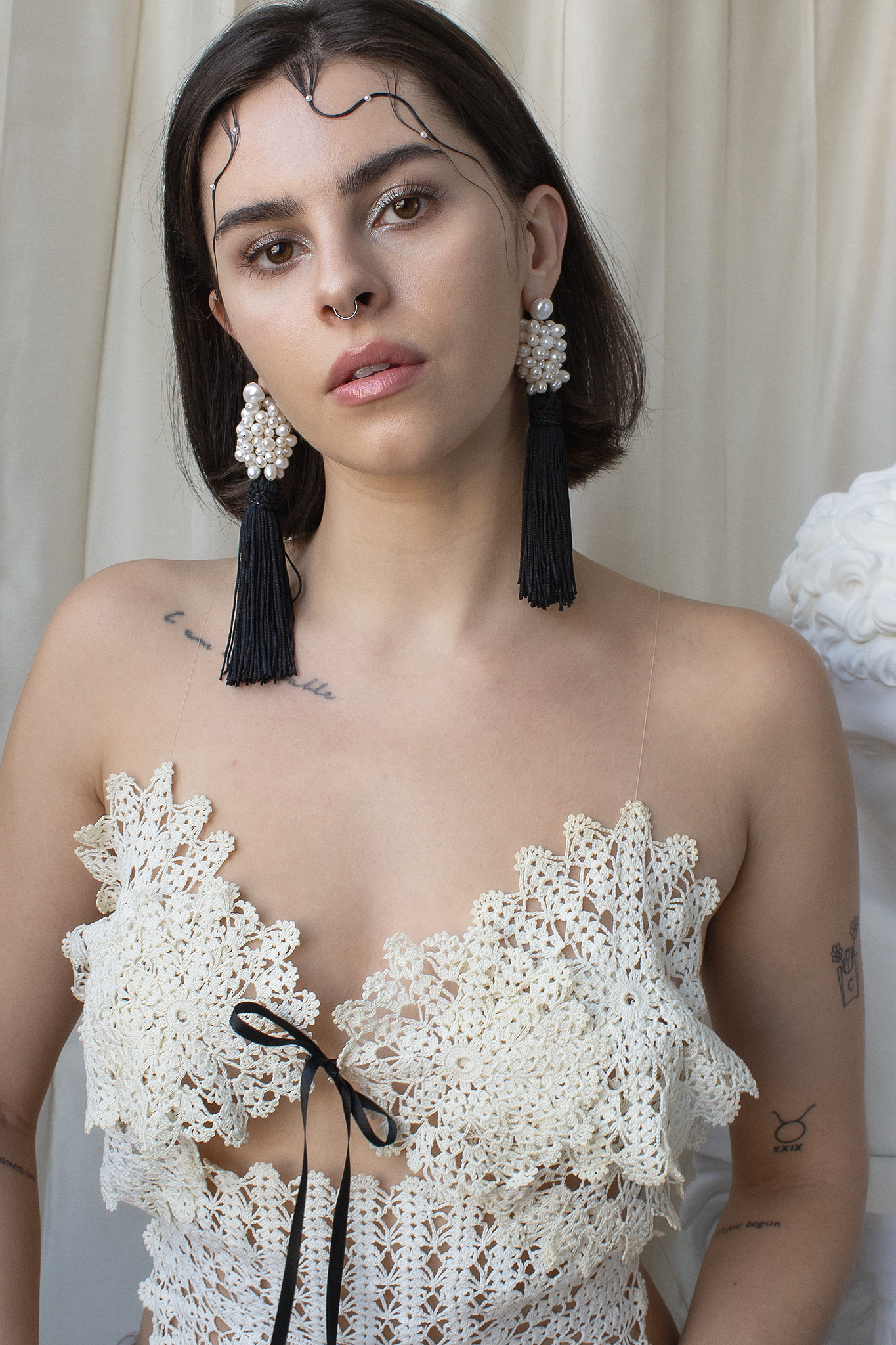 Grande Tassel Earrings - Noir