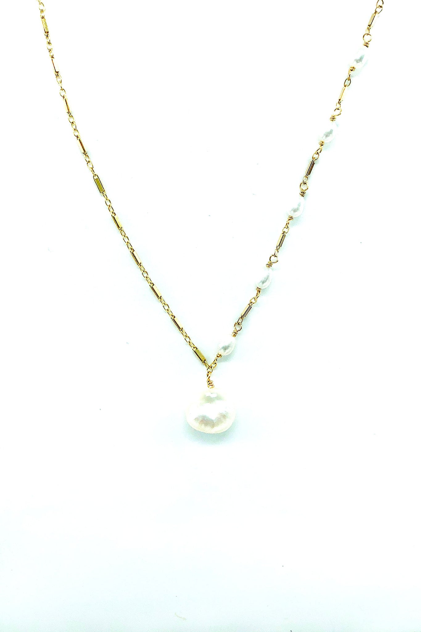 Petite Asymmetrical Baroque Pearl Pendant Necklace