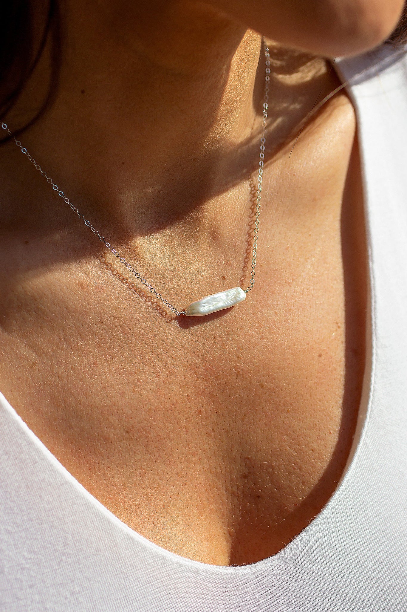 Biwa Solitaire Necklace