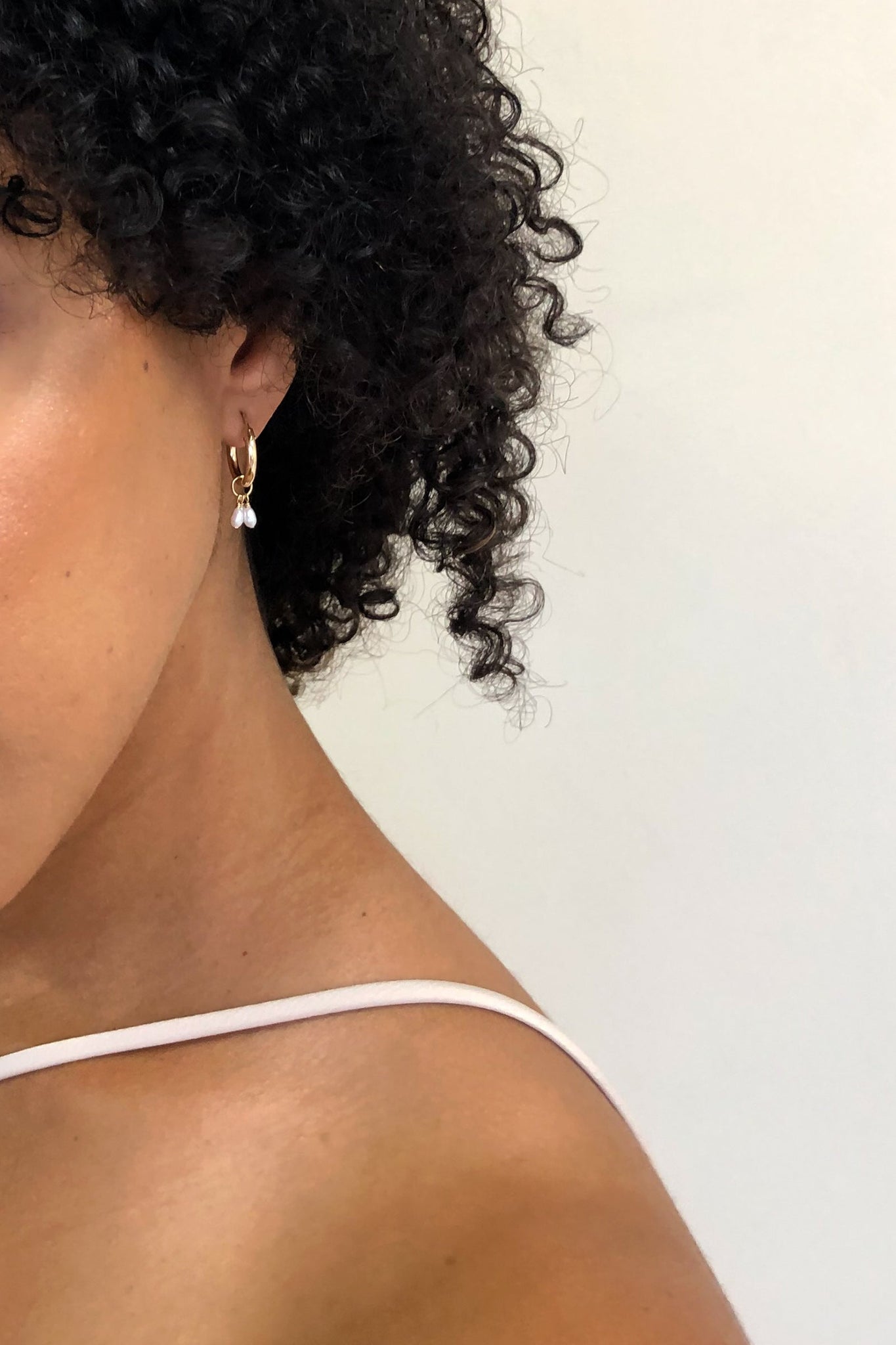 Petite Freshwater Pearl Droplets Mini Hoop Earrings