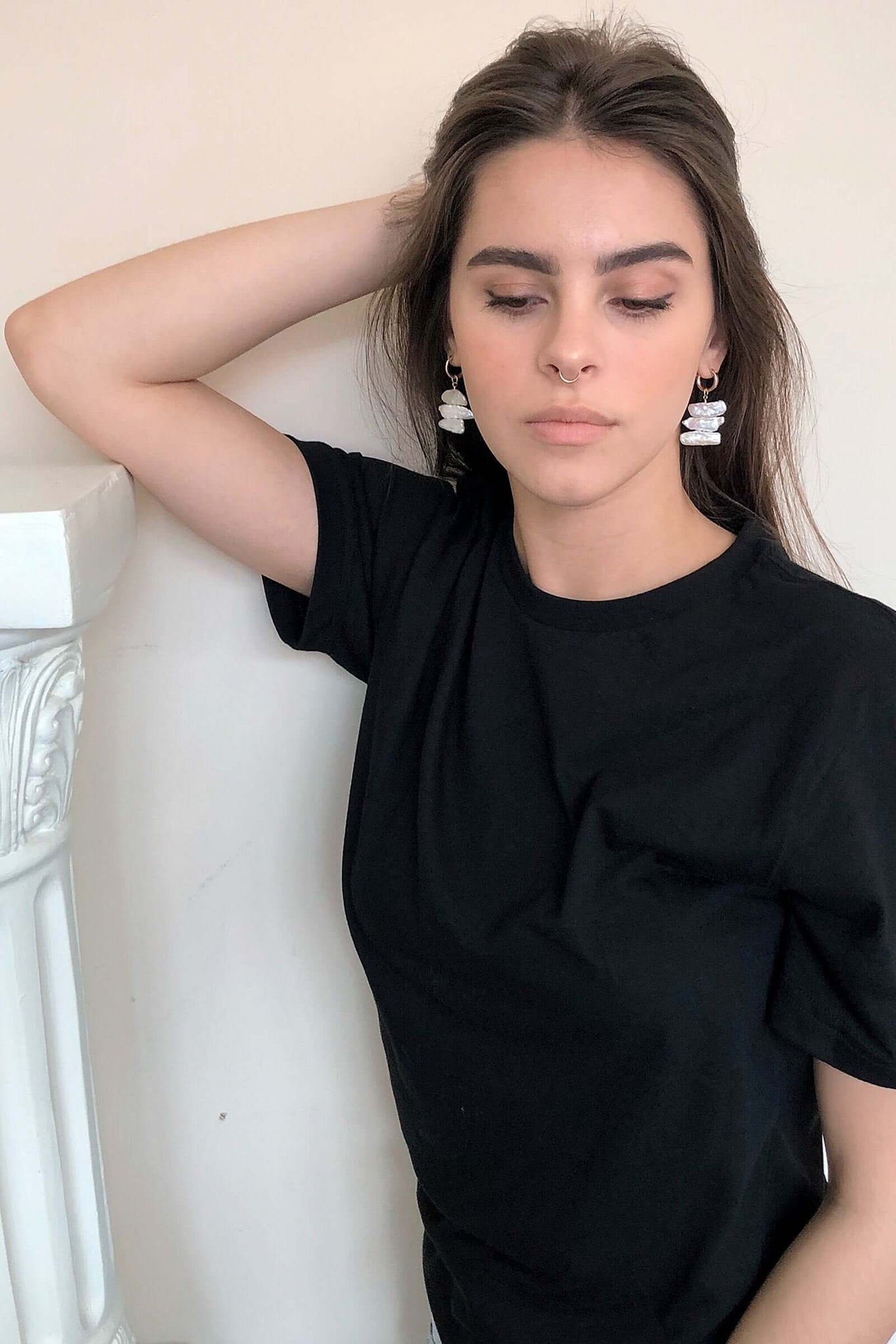Sideways Biwa Mini Hoop Earrings